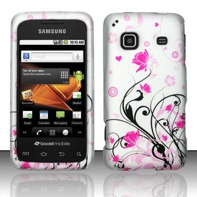 Hard Rubber Feel Design Case for Samsung Galaxy Prevail - Pink Garden