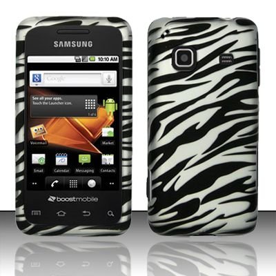 Hard Rubber Feel Design Case for Samsung Galaxy Prevail - Silver Zebra