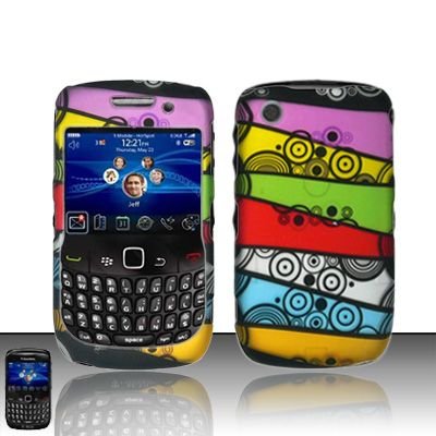 Hard Rubber Feel Design Case for Blackberry Curve 8520/9300 - Colorful Stripes