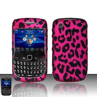 Hard Rubber Feel Design Case for Blackberry Curve 8520/9300 - Pink Leopard