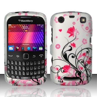 Hard Rubber Feel Design Case for Blackberry Curve 9360/9370 - Pink Garden