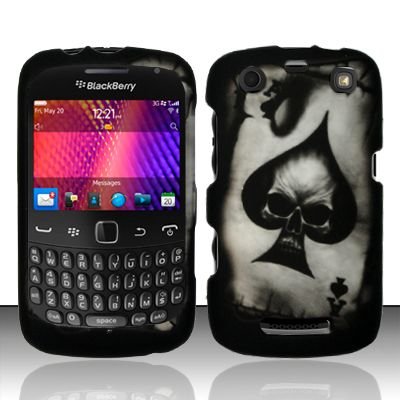 Hard Rubber Feel Design Case for Blackberry Curve 9360/9370 - Spade Skull