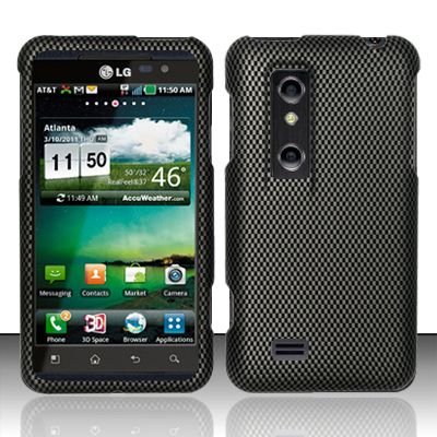 Hard Rubber Feel Design Case for LG Thrill 4G P925 (AT&T) - Carbon Fiber
