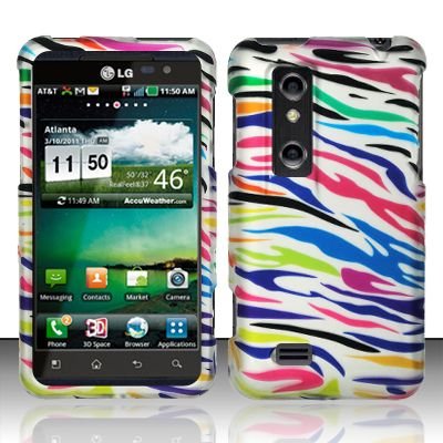 Hard Rubber Feel Design Case for LG Thrill 4G P925 (AT&T) - Colorful Zebra
