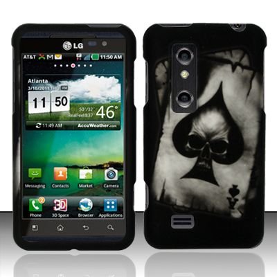 Hard Rubber Feel Design Case for LG Thrill 4G P925 (AT&T) - Spade Skull