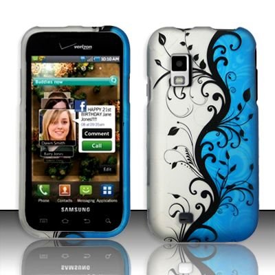 Hard Rubber Feel Design Case for Samsung Fascinate - Blue Vines