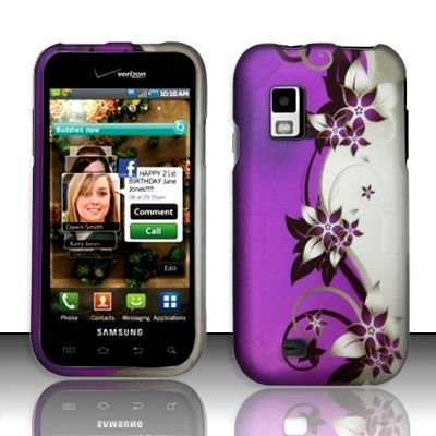 Hard Rubber Feel Design Case for Samsung Fascinate - Purple Vines