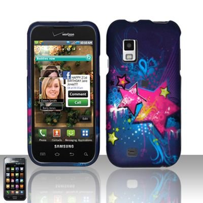 Hard Rubber Feel Design Case for Samsung Fascinate - Blue Stars
