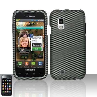 Hard Rubber Feel Design Case for Samsung Fascinate - Carbon Fiber