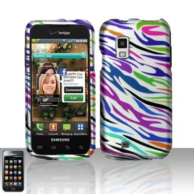 Hard Rubber Feel Design Case for Samsung Fascinate - Colorful Zebra