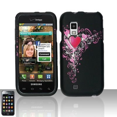 Hard Rubber Feel Design Case for Samsung Fascinate - Royal Heart