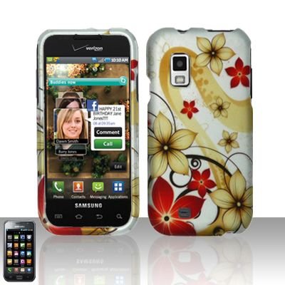 Hard Rubber Feel Design Case for Samsung Fascinate - Red Flowers