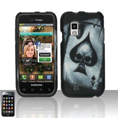 Hard Rubber Feel Design Case for Samsung Fascinate - Spade Skull