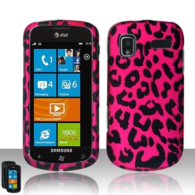 Hard Rubber Feel Design Case for Samsung Focus - Pink Leopard