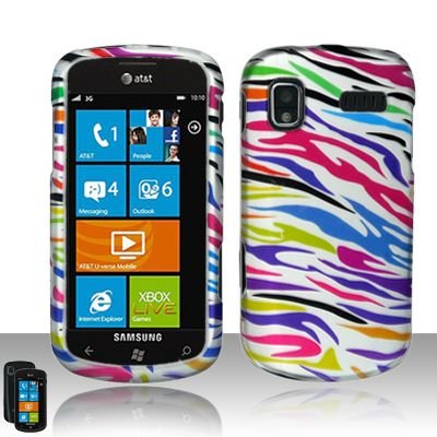 Hard Rubber Feel Design Case for Samsung Focus - Colorful Zebra