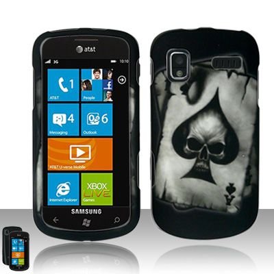 Hard Rubber Feel Design Case for Samsung Focus - Spade Skull