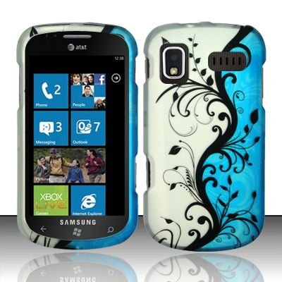 Hard Rubber Feel Design Case for Samsung Focus - Blue Vines
