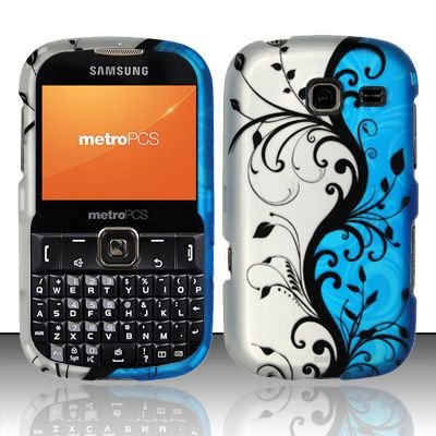 Hard Rubber Feel Design Case for Samsung Freeform 3/Comment - Blue Vines