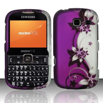 Hard Rubber Feel Design Case for Samsung Freeform 3/Comment - Purple Vines