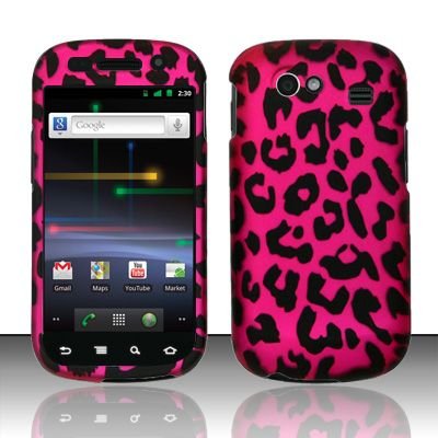 Hard Rubber Feel Design Case for Samsung Nexus S 4G - Pink Leopard