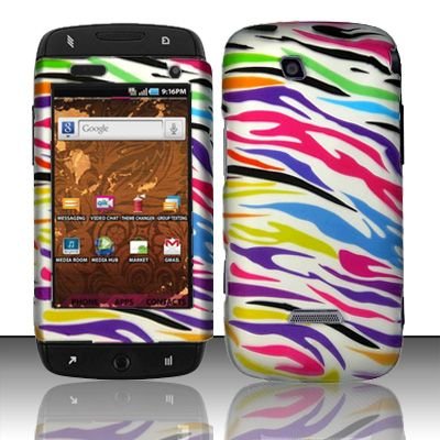 Hard Rubber Feel Design Case for Samsung Sidekick 4G - Colorful Zebra
