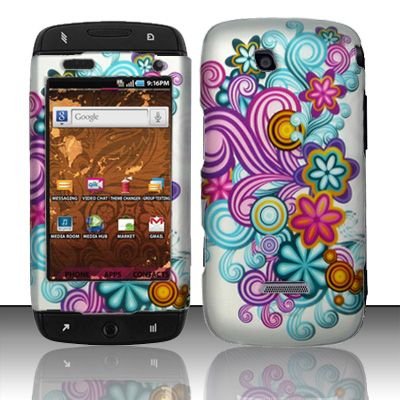 Hard Rubber Feel Design Case for Samsung Sidekick 4G - Purple Blue Flowers