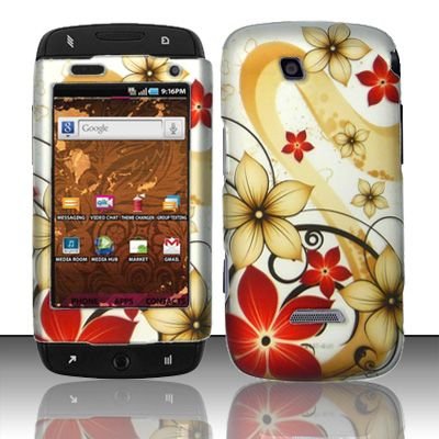 Hard Rubber Feel Design Case for Samsung Sidekick 4G - Red Flowers