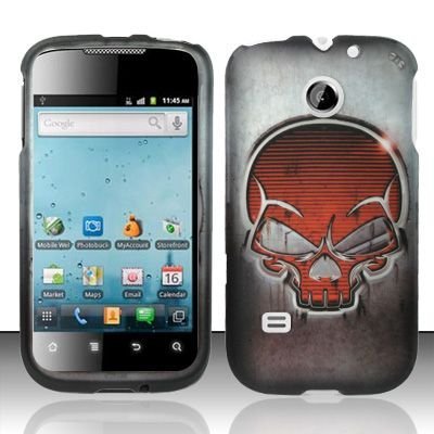 Hard Rubber Feel Design Case for Huawei Ascend II M865 - Red Skull