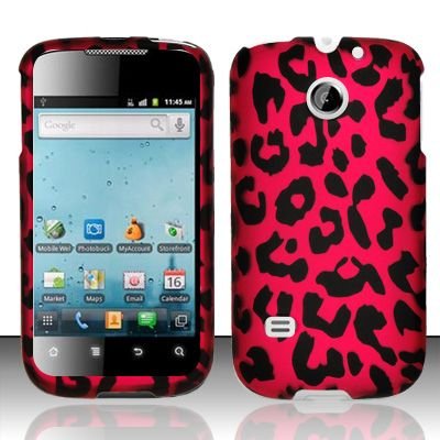 Hard Rubber Feel Design Case for Huawei Ascend II M865 - Pink Leopard