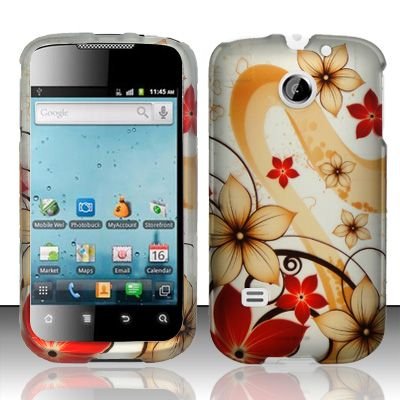 Hard Rubber Feel Design Case for Huawei Ascend II M865 - Red Flowers