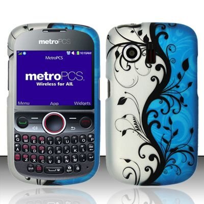 Hard Rubber Feel Design Case for Huawei Pillar/Pinnacle - Blue Vines