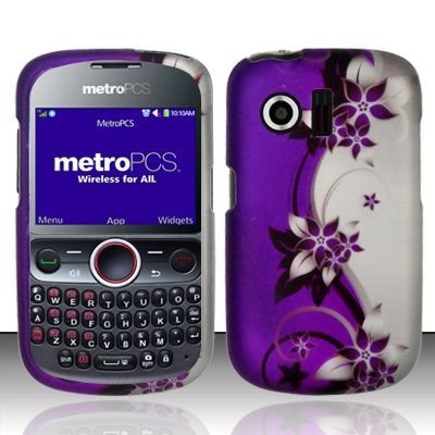 Hard Rubber Feel Design Case for Huawei Pillar/Pinnacle - Purple Vines