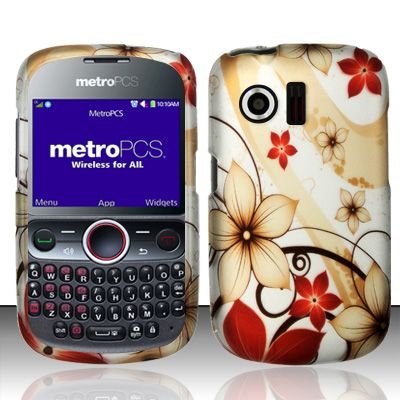 Hard Rubber Feel Design Case for Huawei Pillar/Pinnacle - Red Flowers