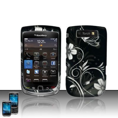 Hard Rubber Feel Design Case for Blackberry Torch 9800 - Midnight Garden