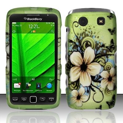 Hard Rubber Feel Design Case for Blackberry Torch 9850/9860 - Hawaiian Flowers