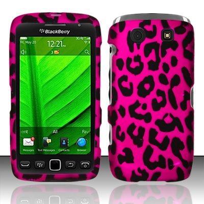 Hard Rubber Feel Design Case for Blackberry Torch 9850/9860 - Pink Leopard