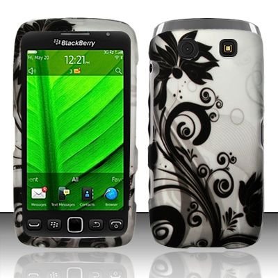 Hard Rubber Feel Design Case for Blackberry Torch 9850/9860 - Black Vines