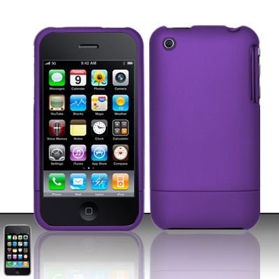 Hard Rubber Feel Slide Cover for Apple iPhone 3G/3Gs - Purple