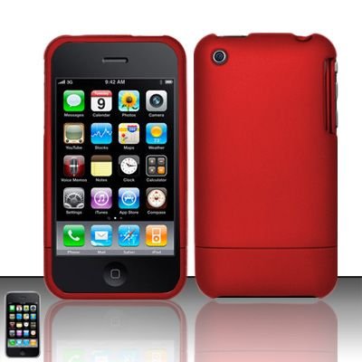 Hard Rubber Feel Slide Cover for Apple iPhone 3G/3Gs - Red