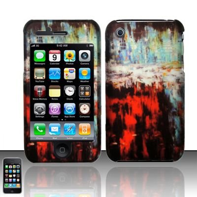 Hard Rubber Feel Design Case for Apple iPhone 3G/3Gs - Colorful Art