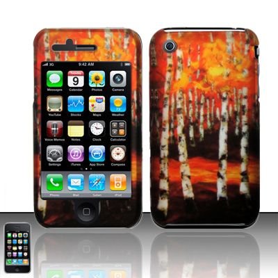 Hard Rubber Feel Design Case for Apple iPhone 3G/3Gs - Autumn Forest