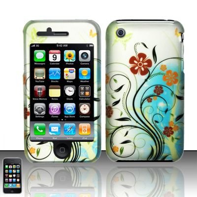 Hard Rubber Feel Design Case for Apple iPhone 3G/3Gs - Autumn Garden