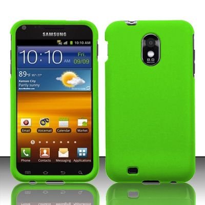 Hard Rubber Feel Plastic Case for Samsung Epic Touch 4G/Galaxy S2 - Neon Green