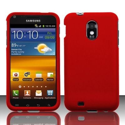 Hard Rubber Feel Plastic Case for Samsung Epic Touch 4G/Galaxy S2 - Red