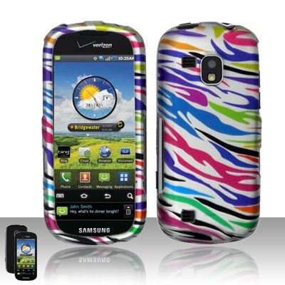 Hard Rubber Feel Design Case for Samsung Continuum - Colorful Zebra
