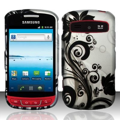 Hard Rubber Feel Design Case for Samsung Admire R720 - Black Vines