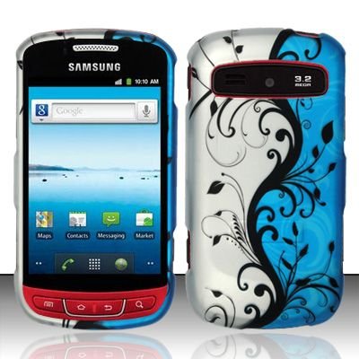 Hard Rubber Feel Design Case for Samsung Admire R720 - Blue Vines