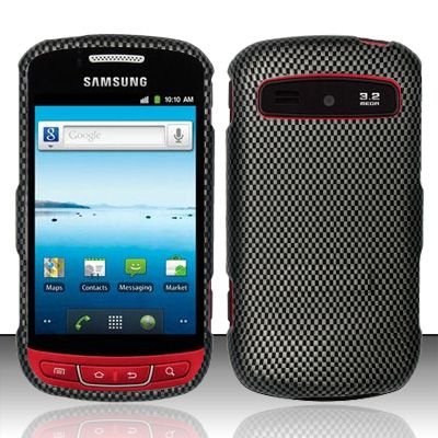 Hard Rubber Feel Design Case for Samsung Admire R720 - Carbon Fiber