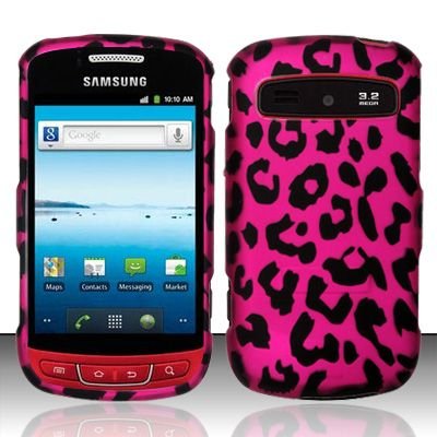 Hard Rubber Feel Design Case for Samsung Admire R720 - Pink Leopard