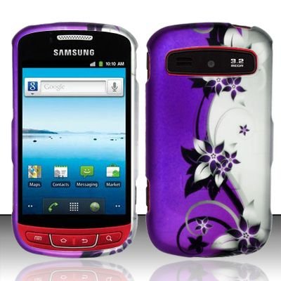 Hard Rubber Feel Design Case for Samsung Admire R720 - Purple Vines